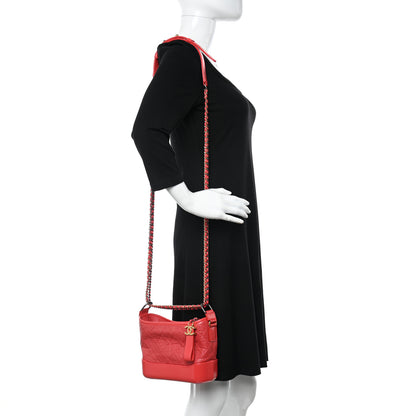 Chanel Aged Calfskin Quilted Small Gabrielle Hobo Red 2 of 11