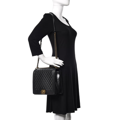 Chanel Glazed Calfskin Quilted Large Boy Flap Black 2 of 14