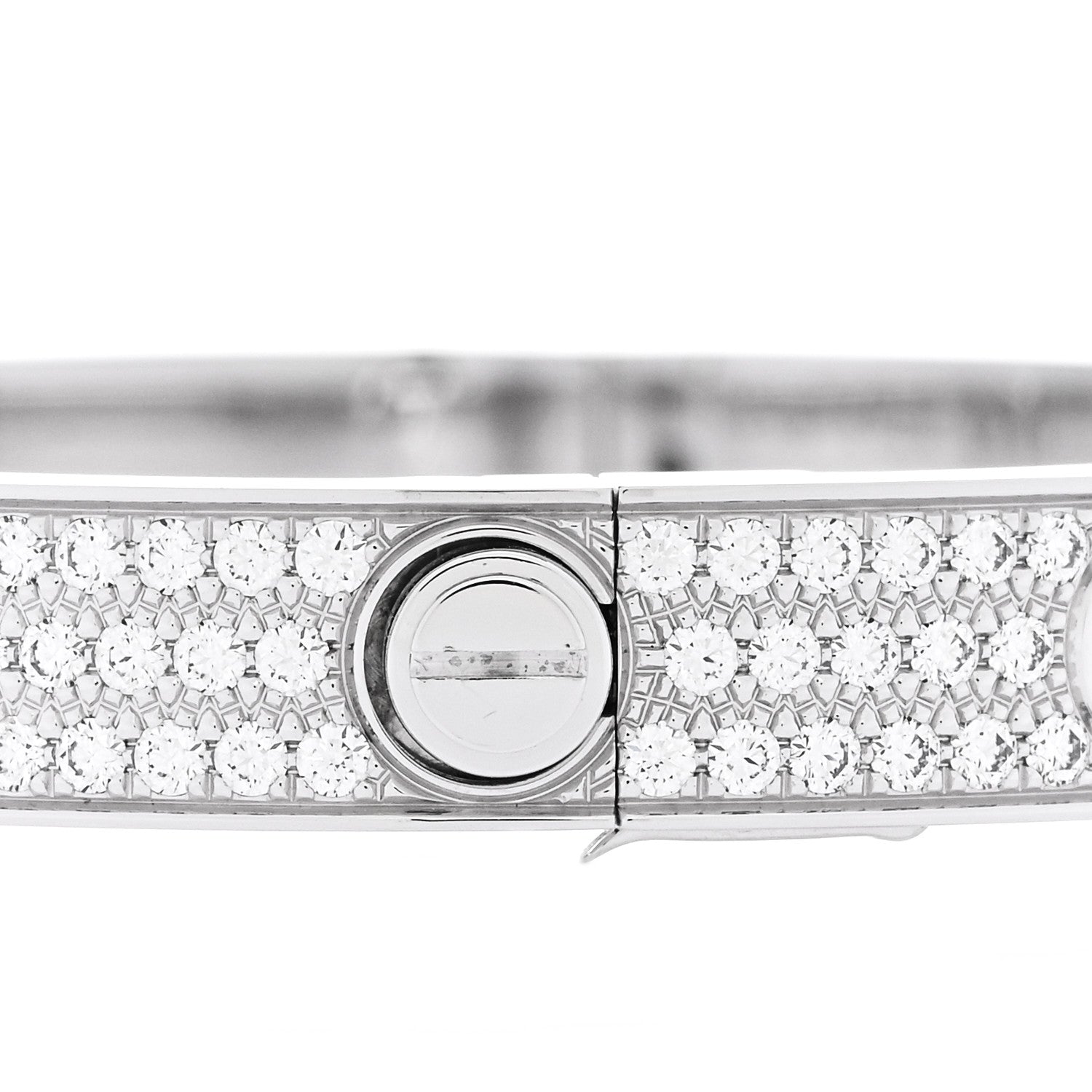 Cartier 18K White Gold Diamond LOVE Paved Bracelet 16 3 of 8