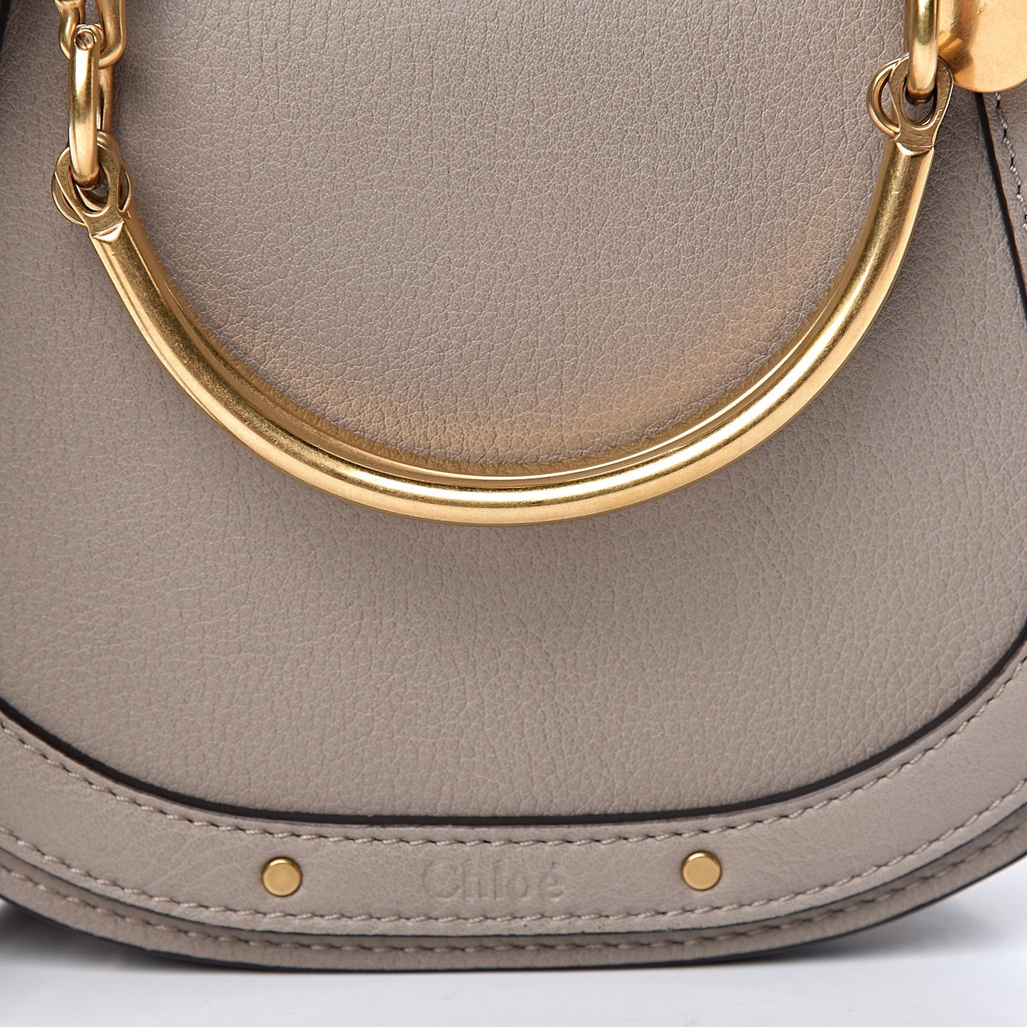 Calfskin Suede Small Nile Bracelet Bag Motty Grey