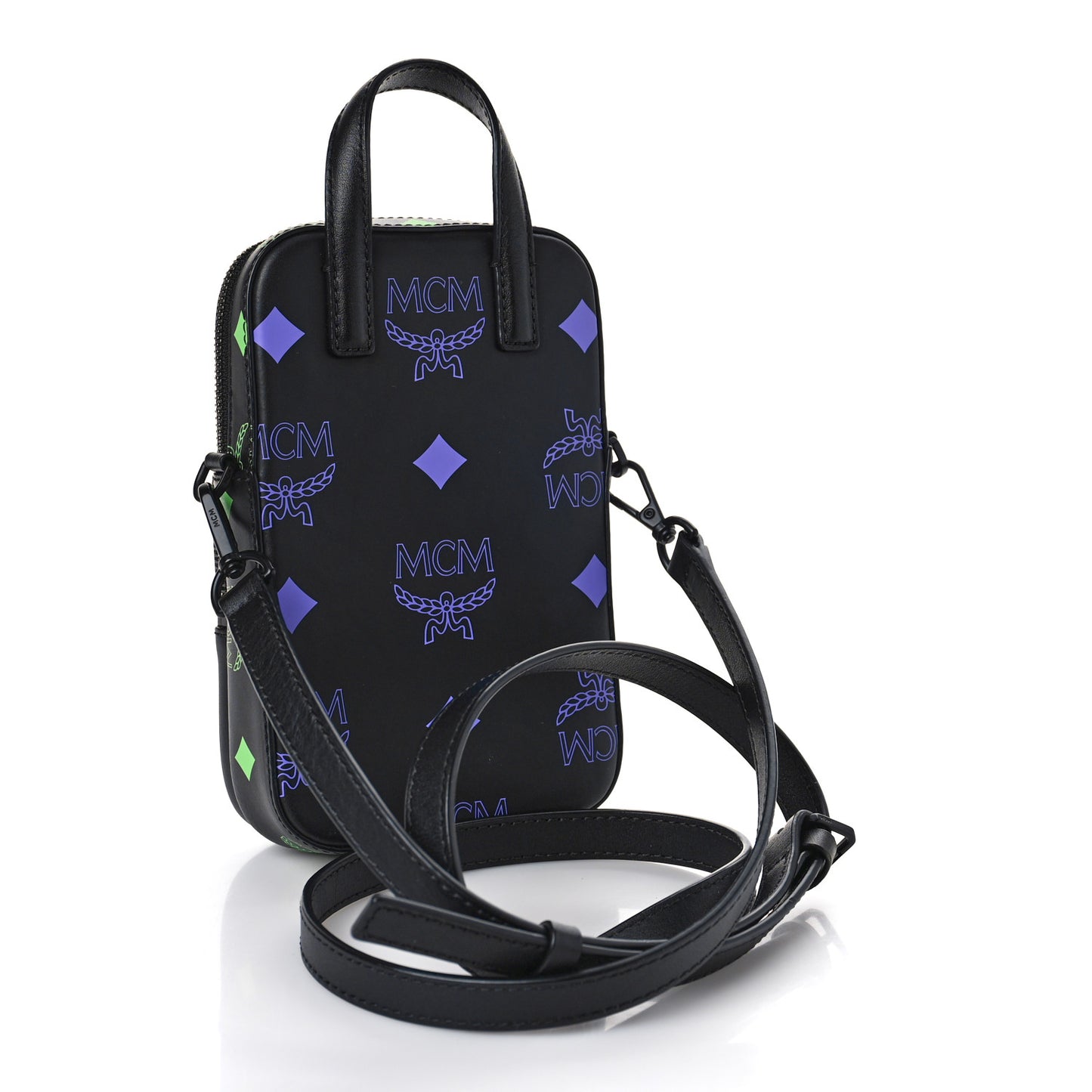 Calfskin Color Splash Mini Crossbody Black Purple Green