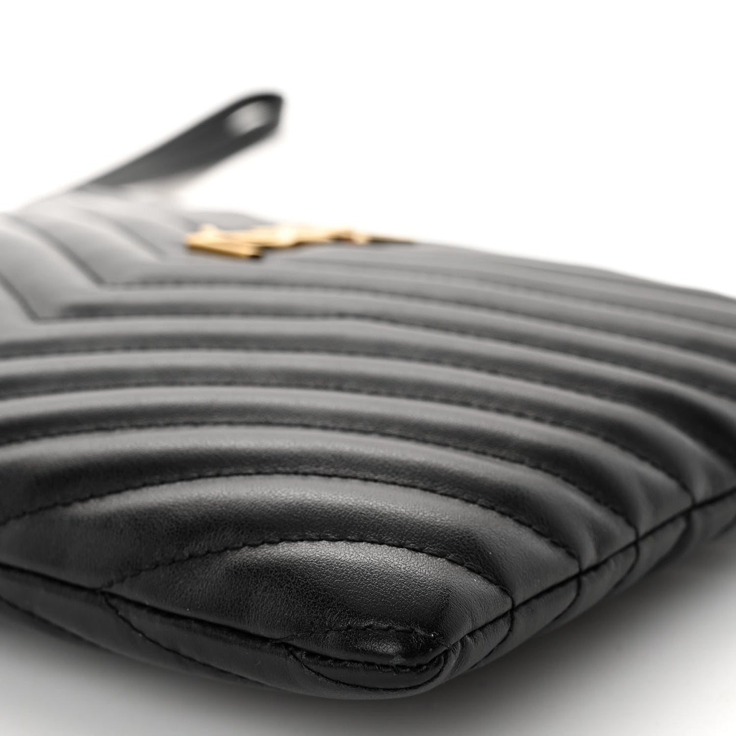 Calfskin Matelasse Chevron Monogram A5 Wristlet Black