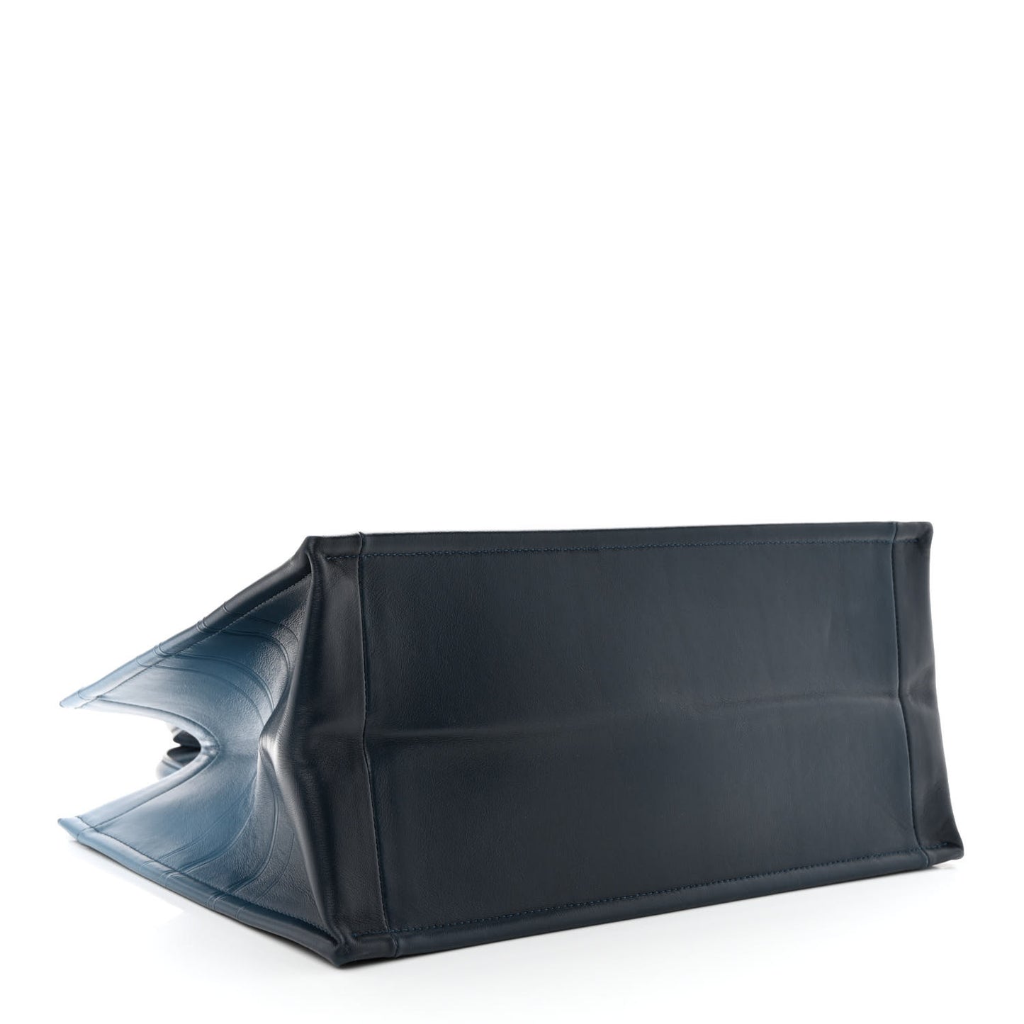 Gradient Smooth Calfskin Embossed Medium Book Tote Indigo Blue