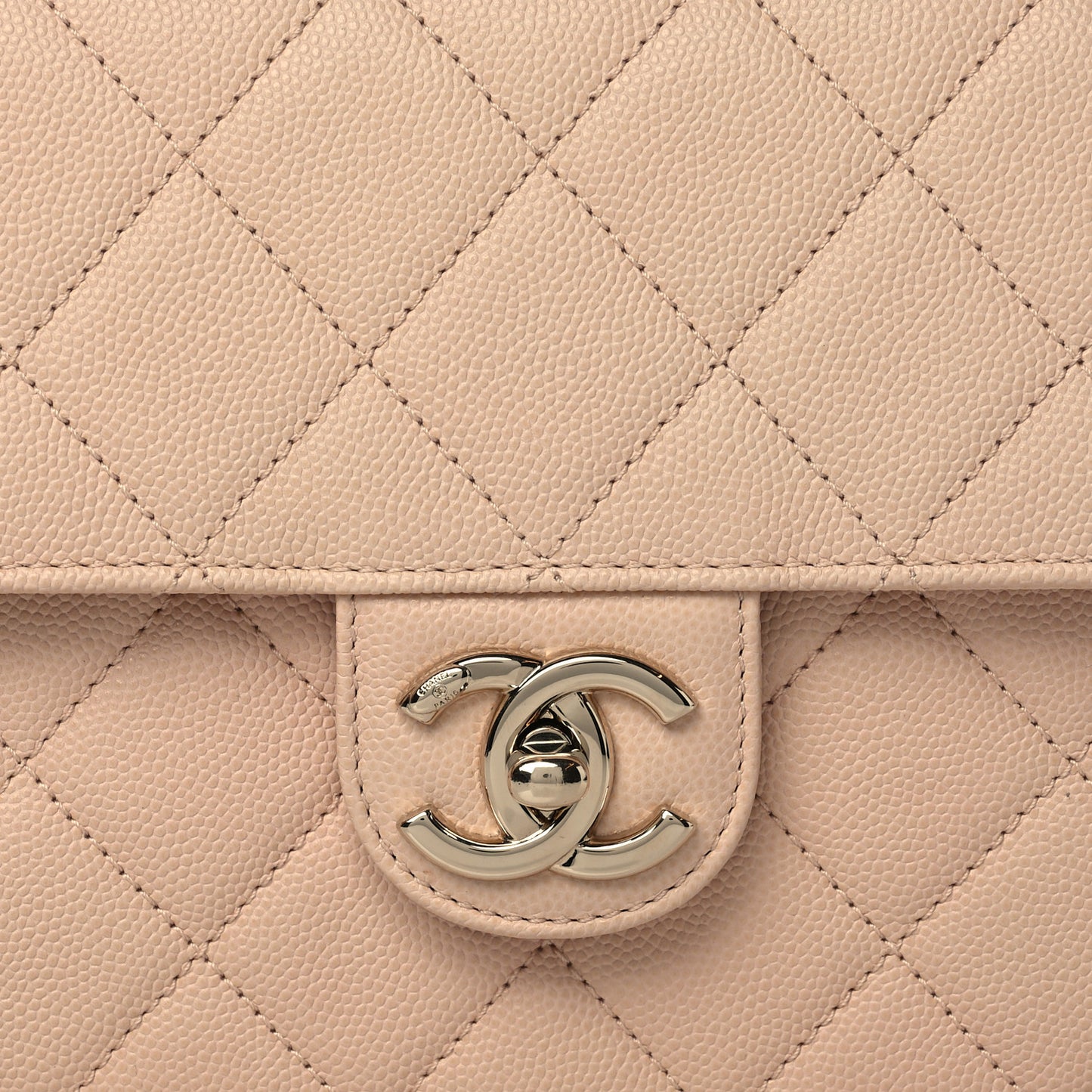 Caviar Quilted Large Like A Wallet Flap Light Beige