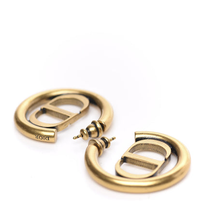 Christian Dior Metal 30 Montaigne Hoop Earrings Aged Gold 4 of 5