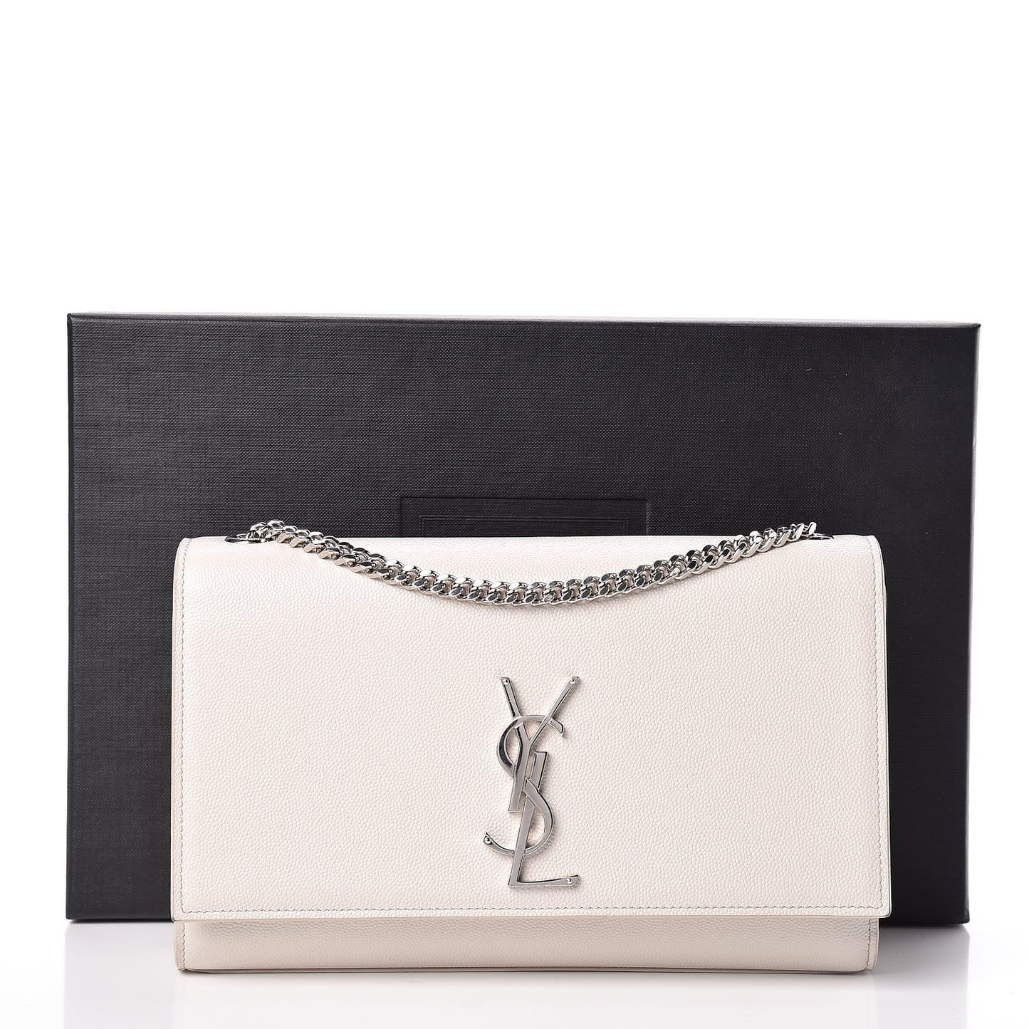 Grain De Poudre Medium Classic Monogram Kate Satchel Icy White