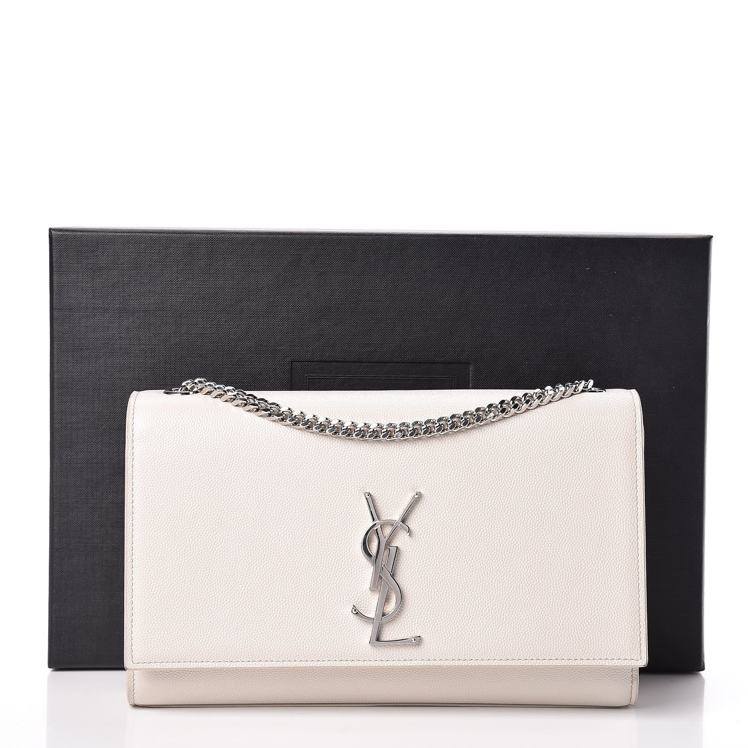 Saint Laurent Grain De Poudre Medium Classic Monogram Kate Satchel Icy White 11 of 11