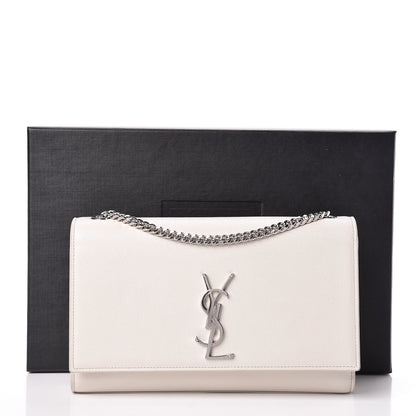 Saint Laurent Grain De Poudre Medium Classic Monogram Kate Satchel Icy White 11 of 11