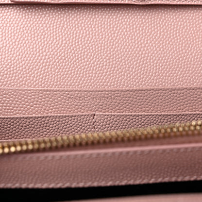 Saint Laurent Grain De Poudre Matelasse Chevron Monogram Chain Wallet Pale Blush 7 of 7