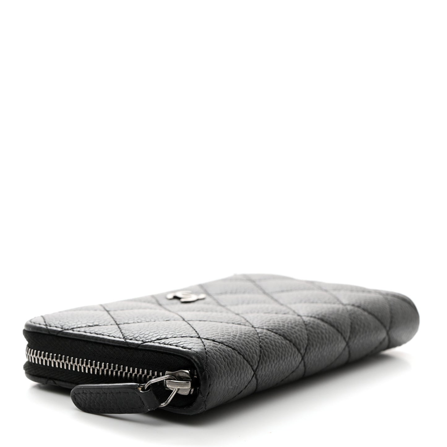 Caviar Quilted Medium Zip Around Wallet Black