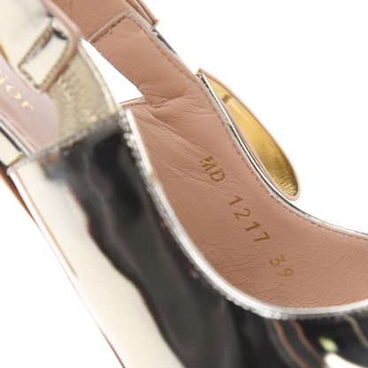 Christian Dior Metallic Calfskin Sweet D Sling-Back Pumps 39 Stardust Gold 8 of 10