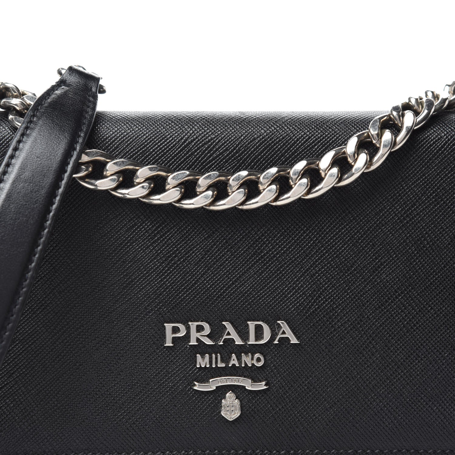Prada Saffiano Tessuto Nylon Chain Shoulder Bag Black 13 of 13