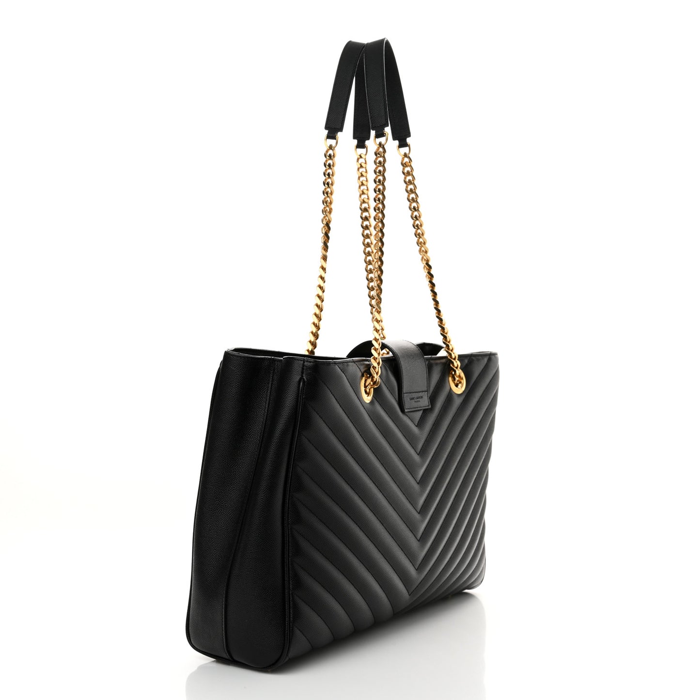 Grain De Poudre Matelasse Chevron Monogram Shopping Bag Black