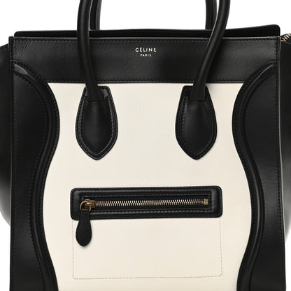 Celine Bullhide Calfskin Mini Bi-Color Luggage Black White 7 of 12