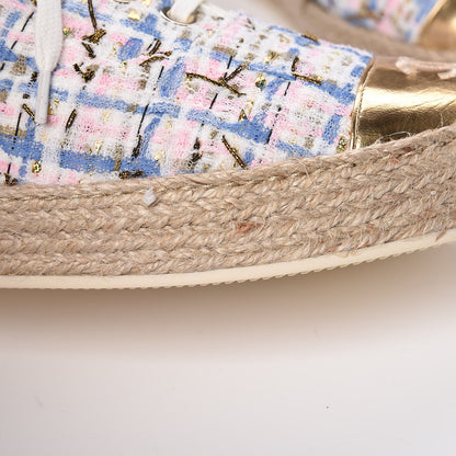Chanel Tweed Lace Up Espadrilles 40 Multicolor 8 of 10