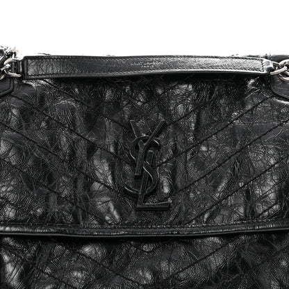 Saint Laurent Crinkled Calfskin Matelasse Monogram Medium Niki Chain Satchel Black 9 of 11