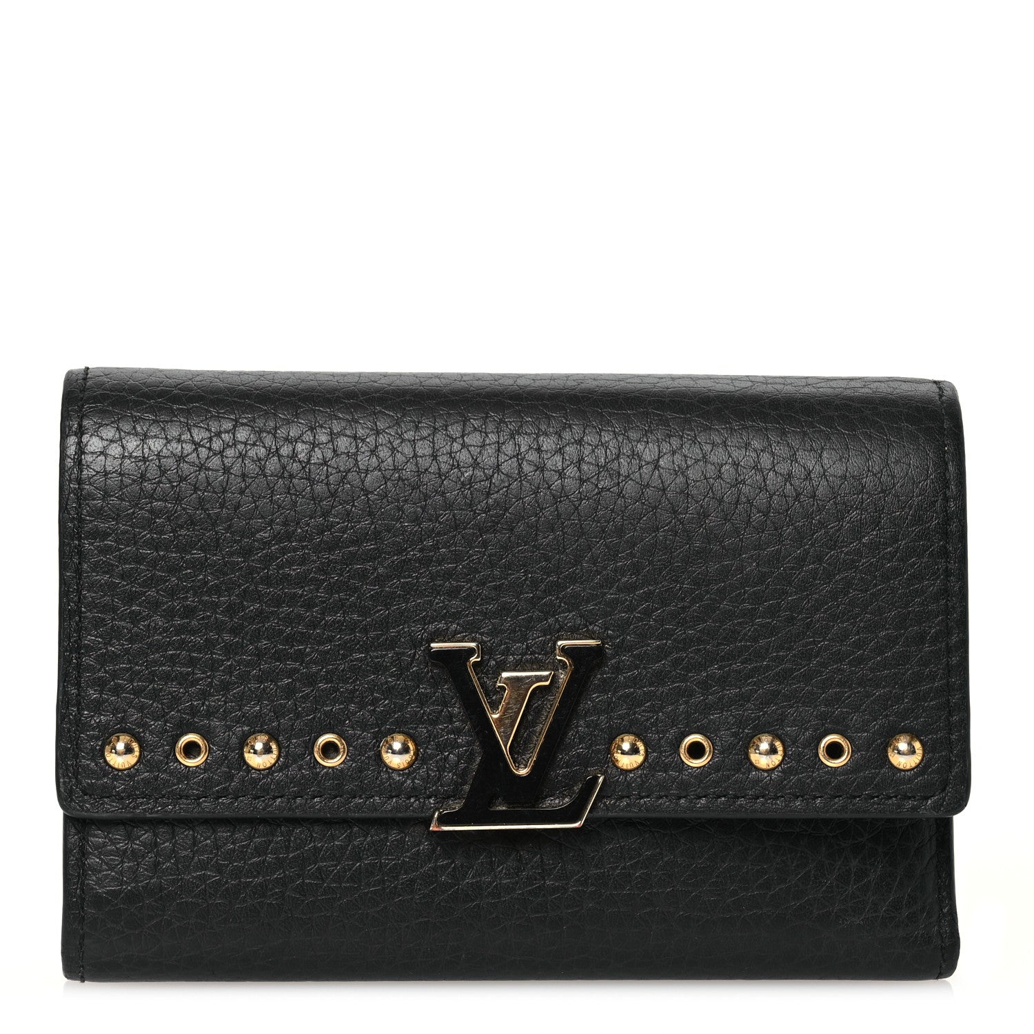 Louis Vuitton Taurillon Capucines Studded Compact Wallet Black 1 of 11