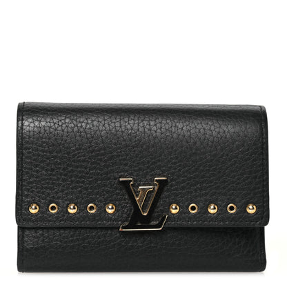 Louis Vuitton Taurillon Capucines Studded Compact Wallet Black 1 of 11