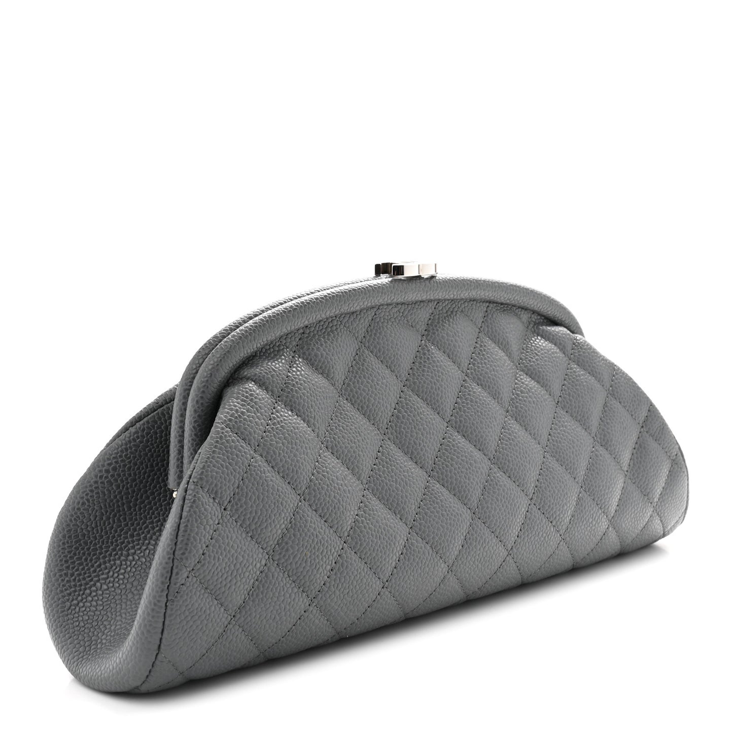 Caviar Quilted Timeless Clutch Dark Grey