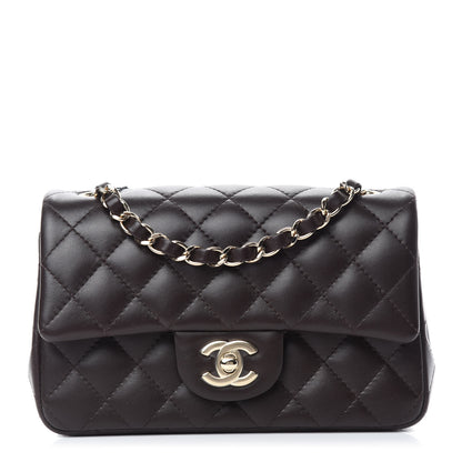 Chanel Lambskin Quilted Mini Rectangular Flap Dark Brown 1 of 11