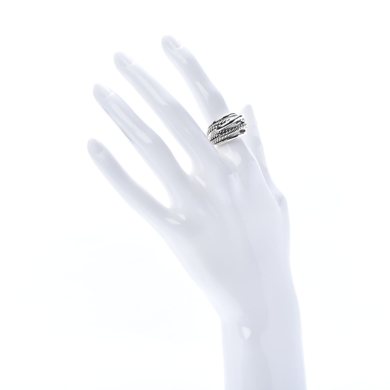 David Yurman Sterling Silver 15mm Narrow Crossover Cable Ring 50 5.25 2 of 5