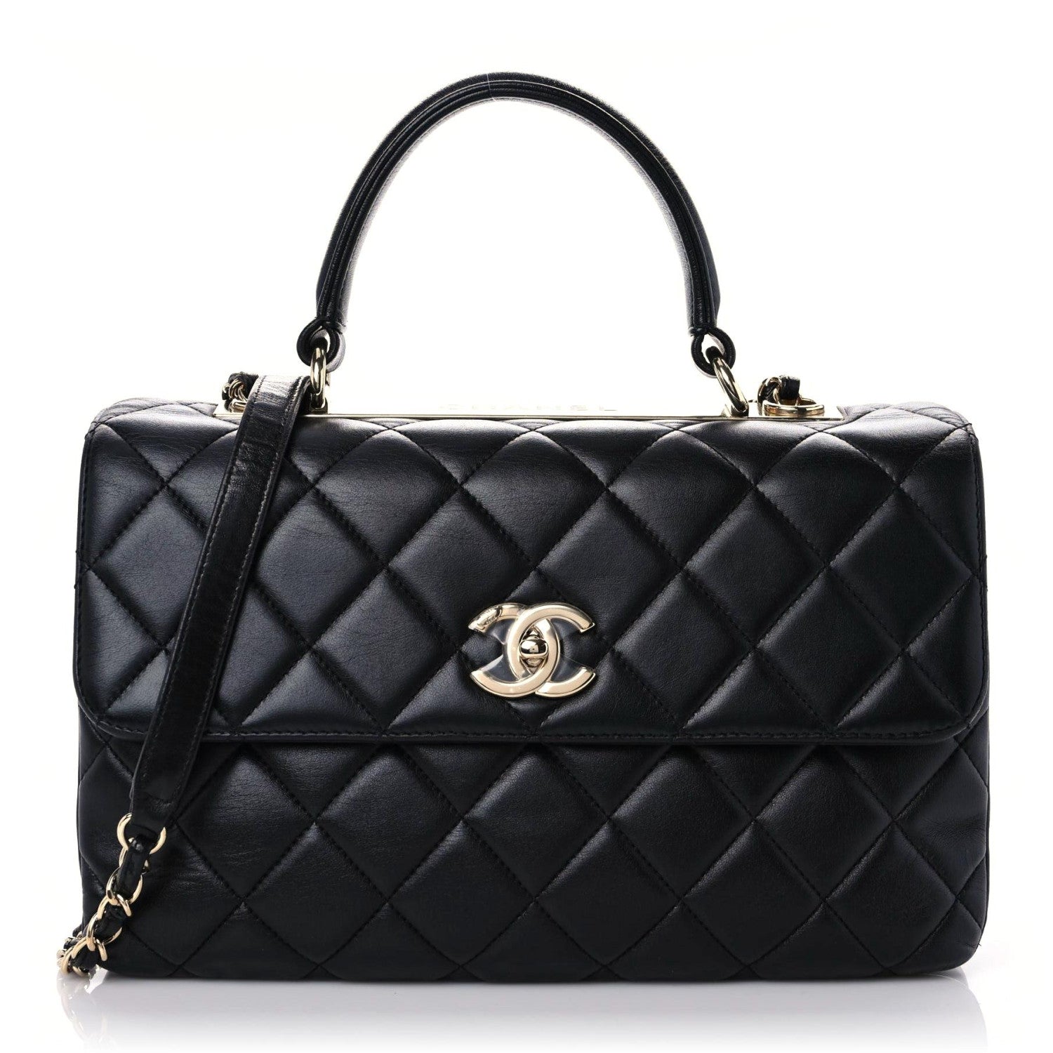 Chanel Lambskin Quilted Medium Trendy CC Flap Dual Handle Bag Black 1 of 15