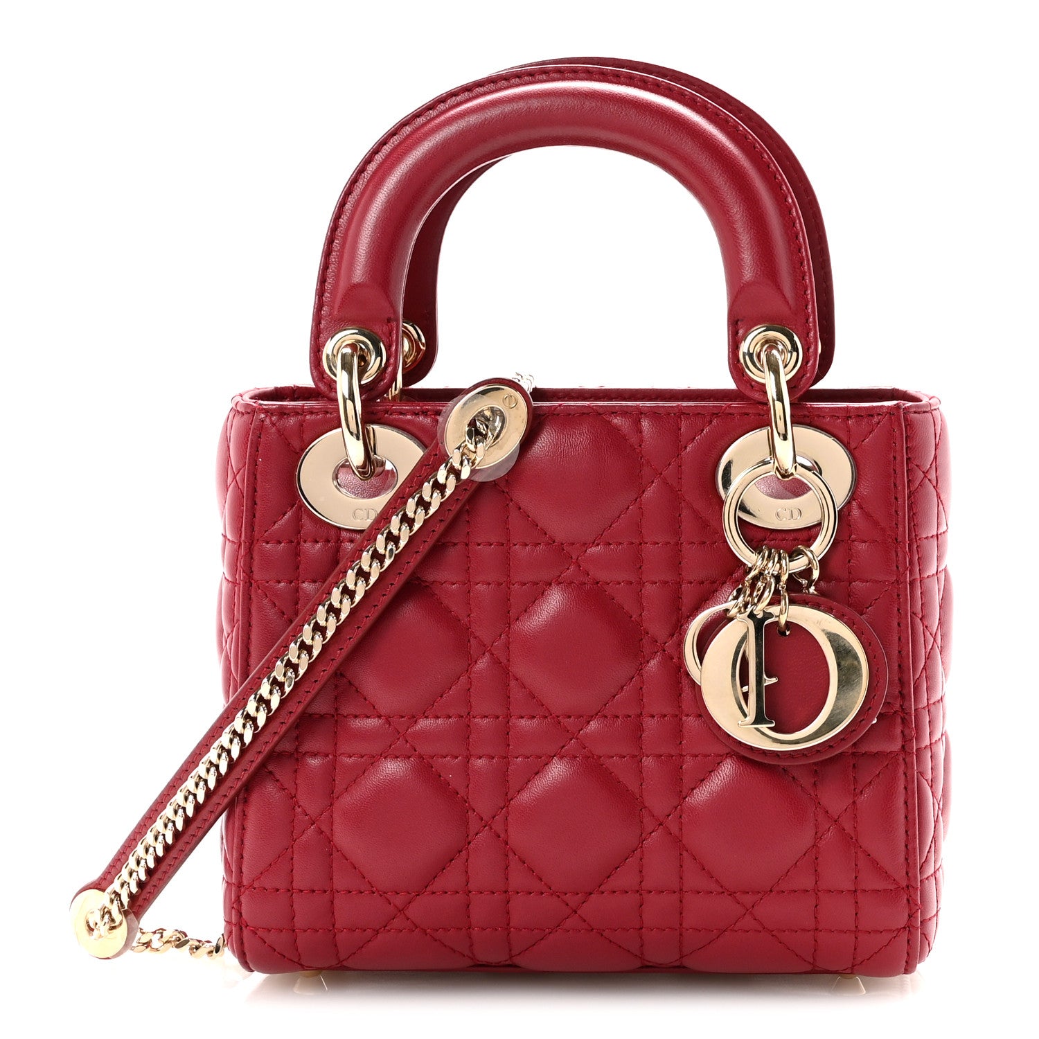 Christian Dior Lambskin Cannage Mini Lady Dior Red 1 of 12