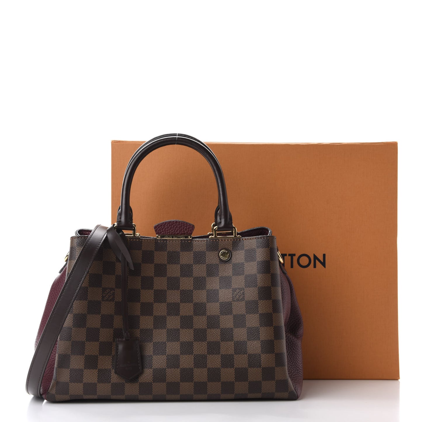 Damier Ebene Cuir Taurillon Brittany Bordeaux