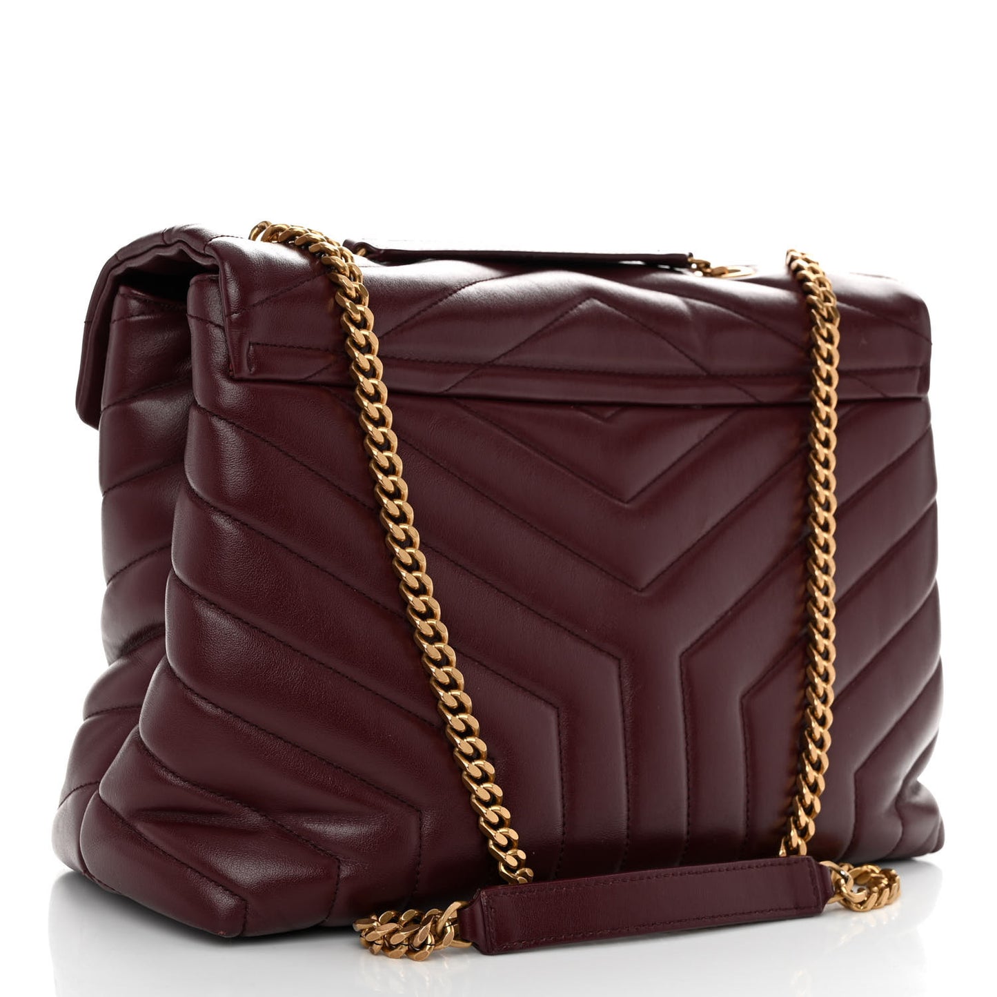 Calfskin Y Quilted Monogram Medium Loulou Chain Satchel Rouge Legion
