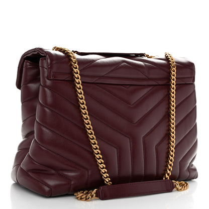 Saint Laurent Calfskin Y Quilted Monogram Medium Loulou Chain Satchel Rouge Legion 3 of 11