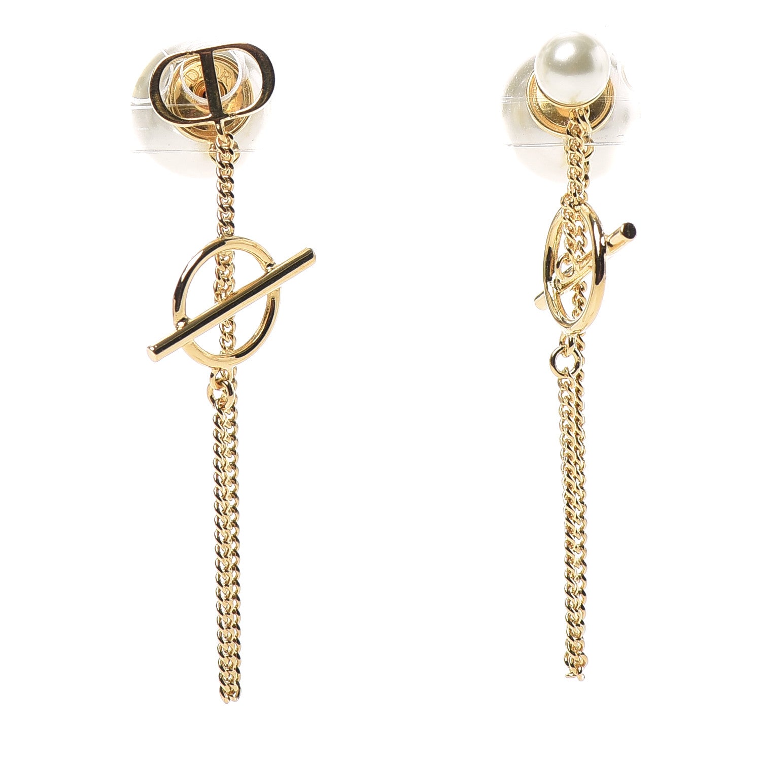 Christian Dior Pearl Tribales Earrings Gold White 1 of 3