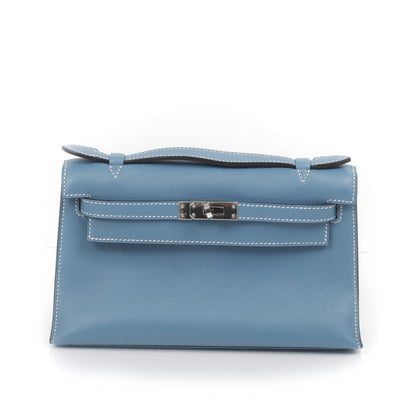 Hermes Swift Kelly Pochette Clutch Blue Jean 1 of 9