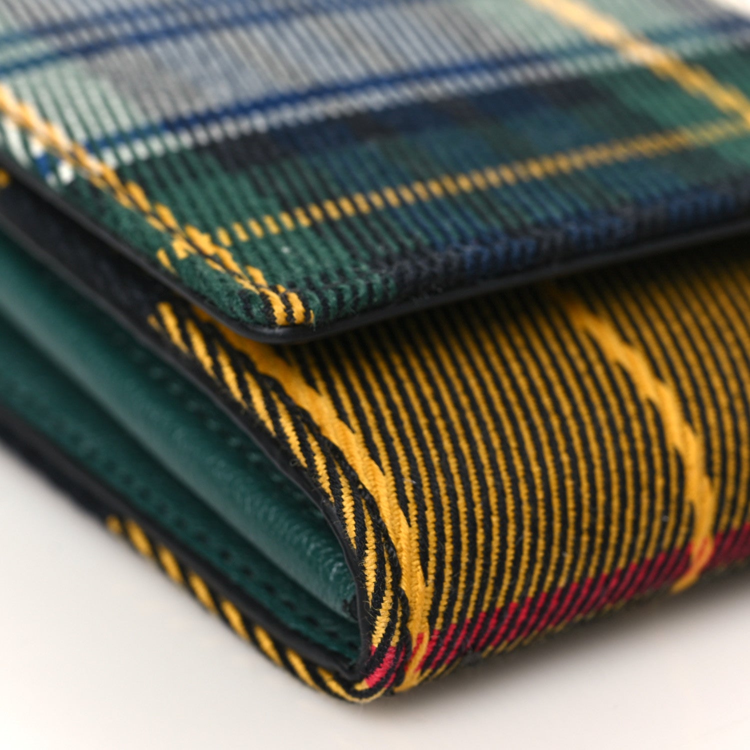 Burberry Canvas Tartan Check Mix Henley Wallet on Chain Green Multicolor 7 of 8