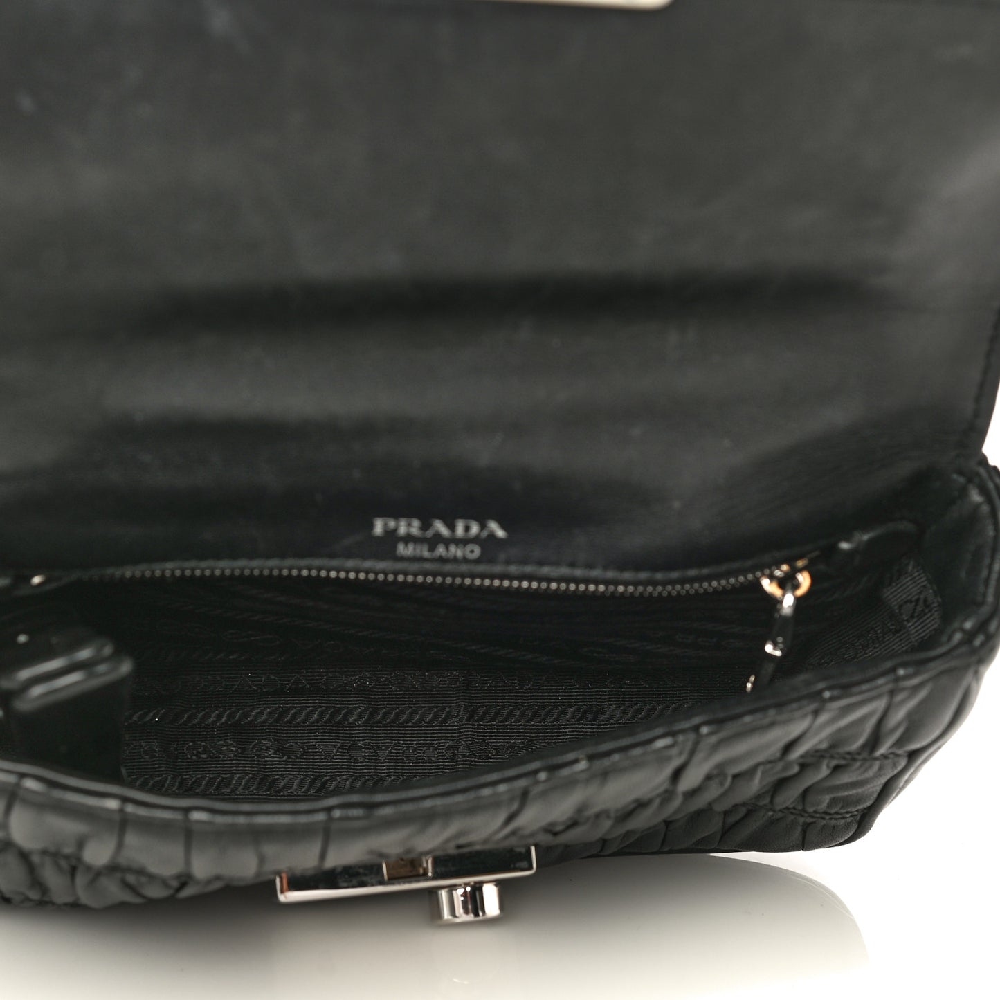 Nappa Gaufre Small Sound Chain Flap Shoulder Bag Black