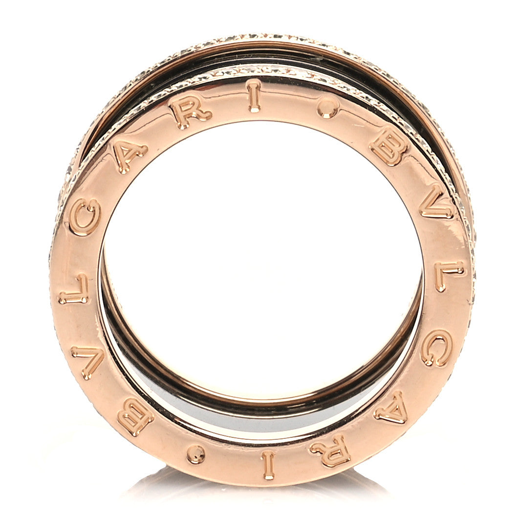 18K Rose Gold Black Ceramic Diamond B.Zero1 Four-Band Ring 55 7.25