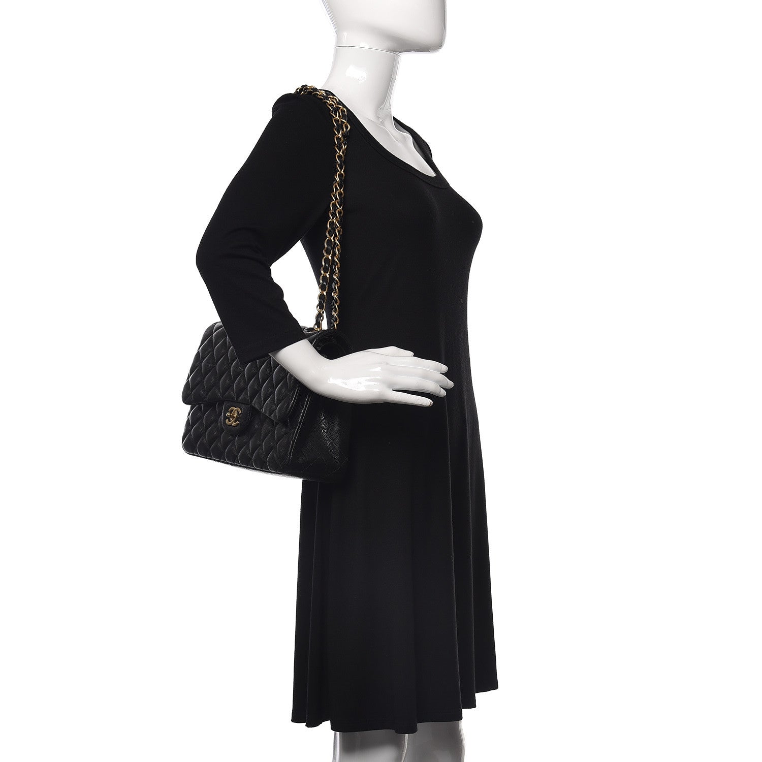 Chanel Caviar Quilted Jumbo Double Flap Black 2 of 12