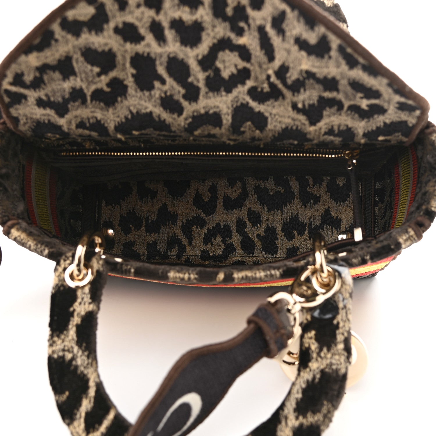Christian Dior Velvet Mizza Embroidered Medium Lady D-Lite Beige Multicolor 5 of 9