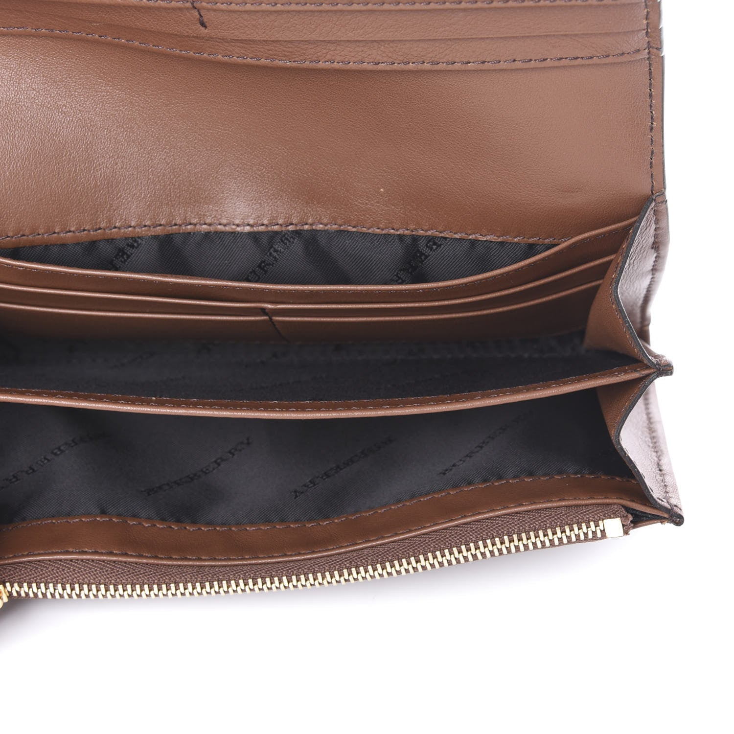 Burberry Horseshoe Calfskin House Check Porter Continental Wallet Tan 5 of 6