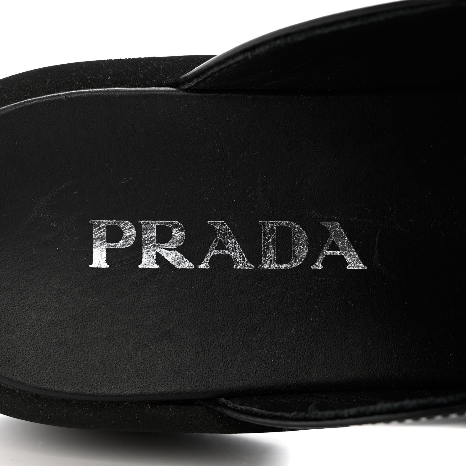 Prada Spazzolato Triangle 40mm Loafer Mules 37.5 Black 7 of 10