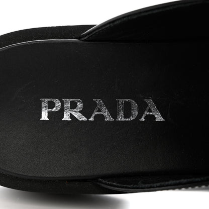 Prada Spazzolato Triangle 40mm Loafer Mules 37.5 Black 7 of 10