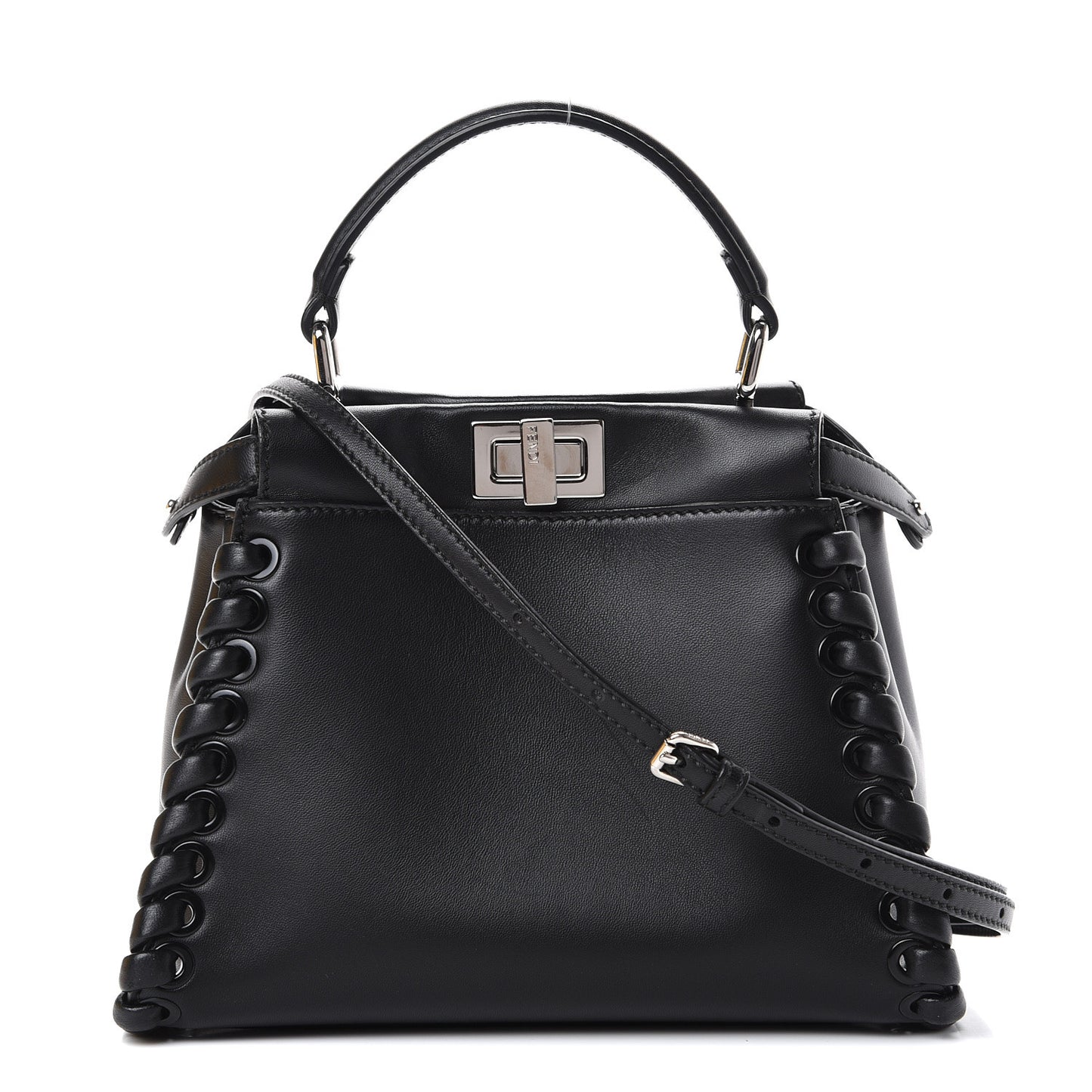 Nappa Lace Up Mini Peekaboo Iconic Satchel Black