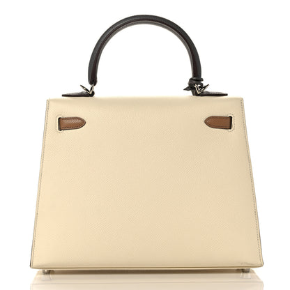 Hermes Epsom Tri-Color Kelly Sellier 25 Nata Chai Gris Meyer 4 of 38