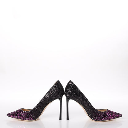 Jimmy Choo Coarse Glitter Degrade Romy 100 Pumps 37.5 Pink Black 6 of 10