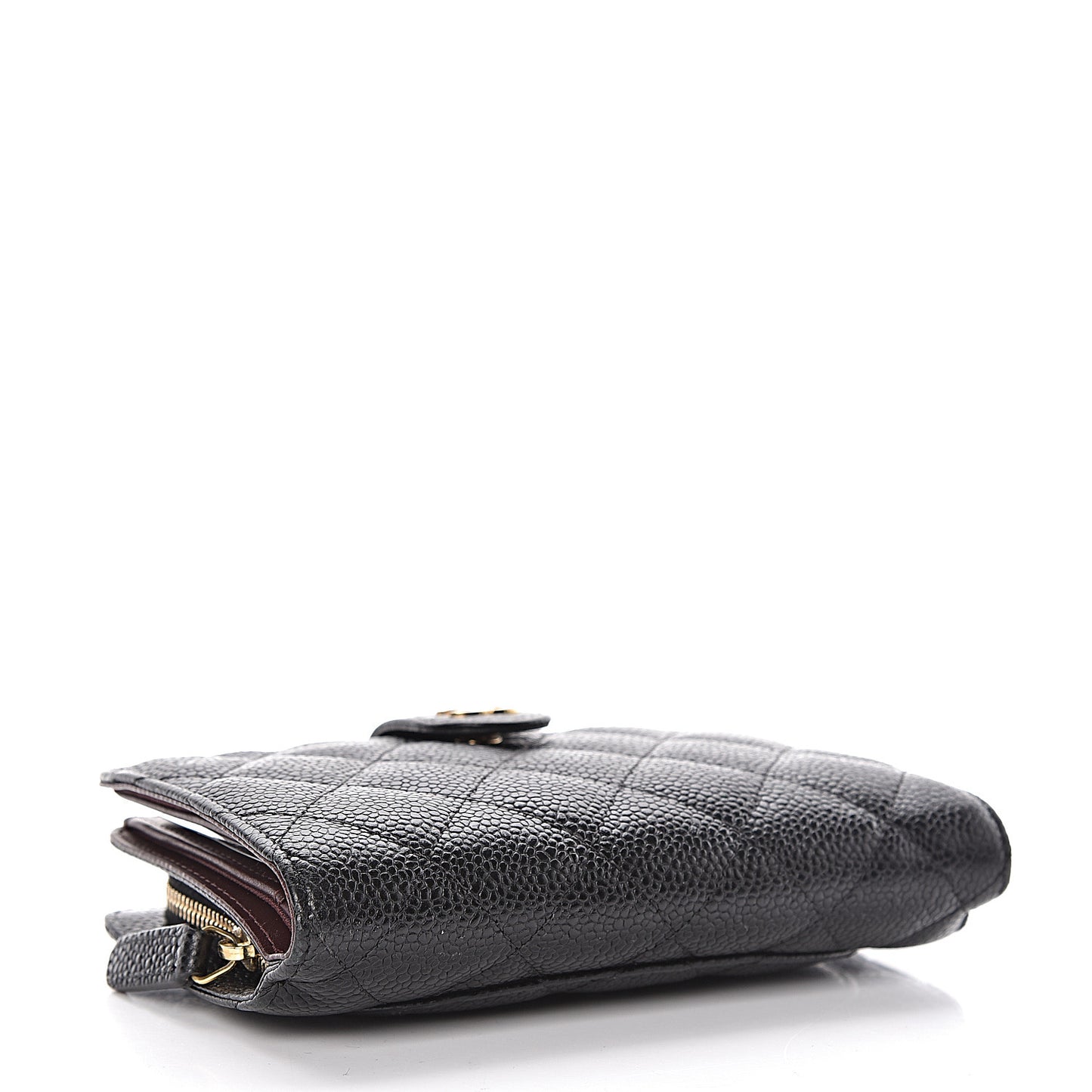 Caviar Quilted Zipped Pocket Wallet Black