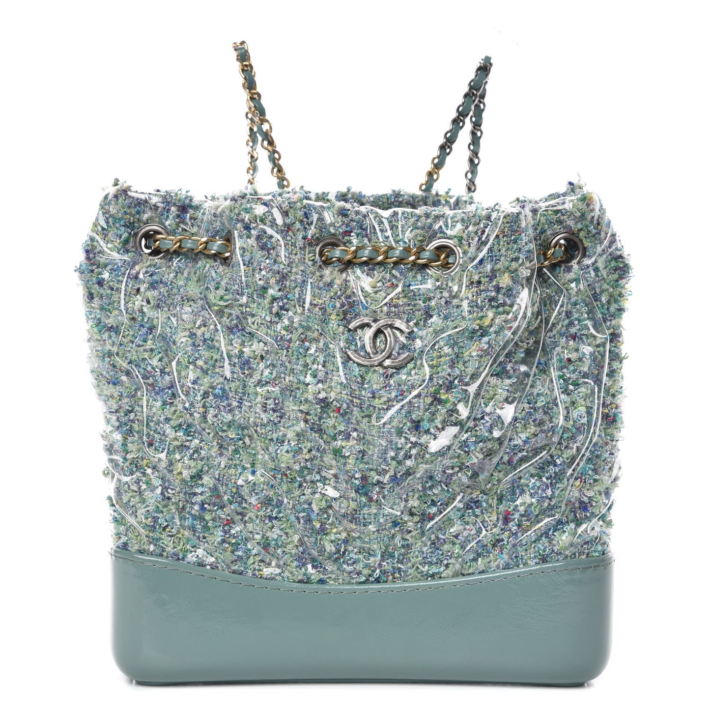 Tweed PVC Quilted Gabrielle Backpack Green