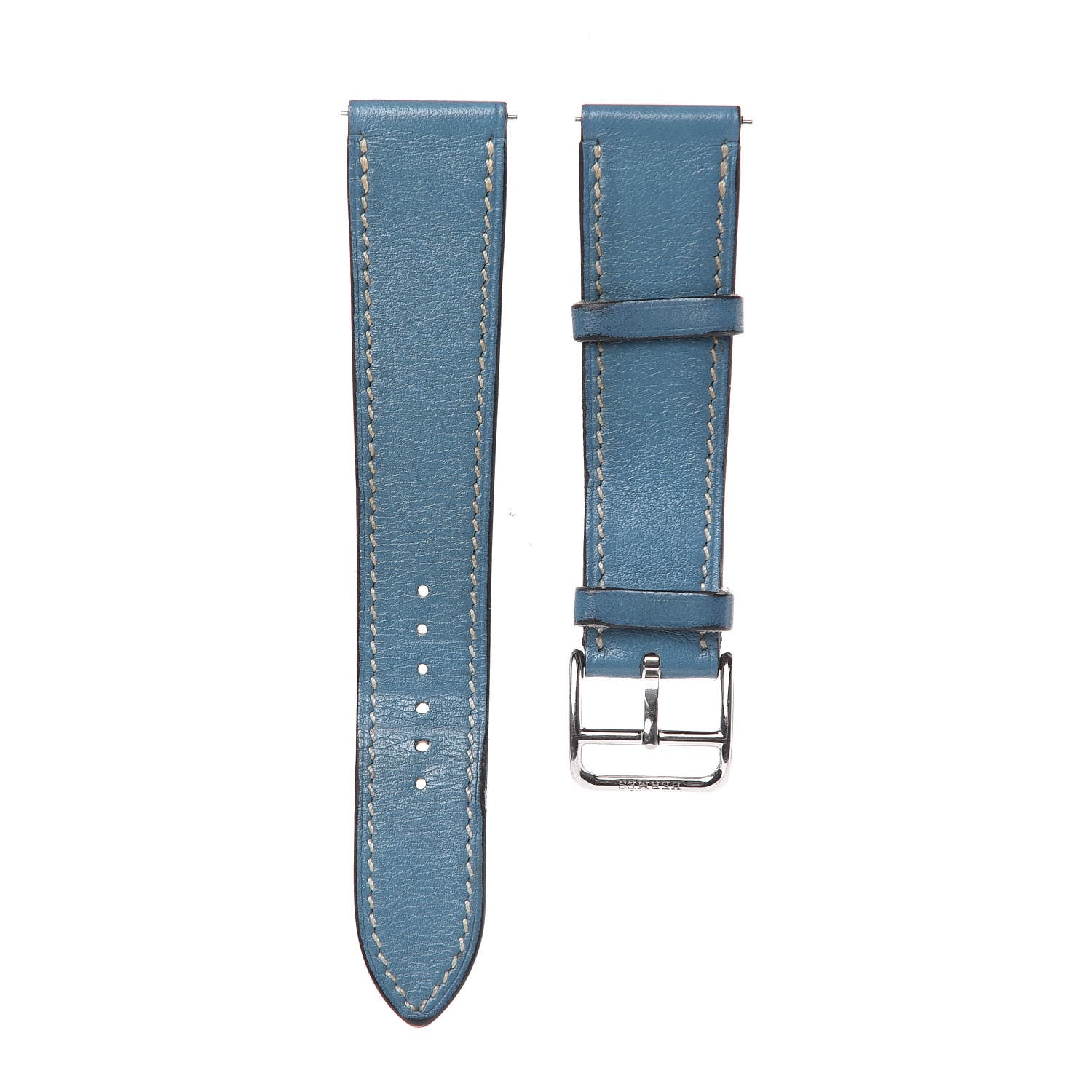 Hermes Swift Heure H Hour Watch Strap Blue Jean 1 of 6