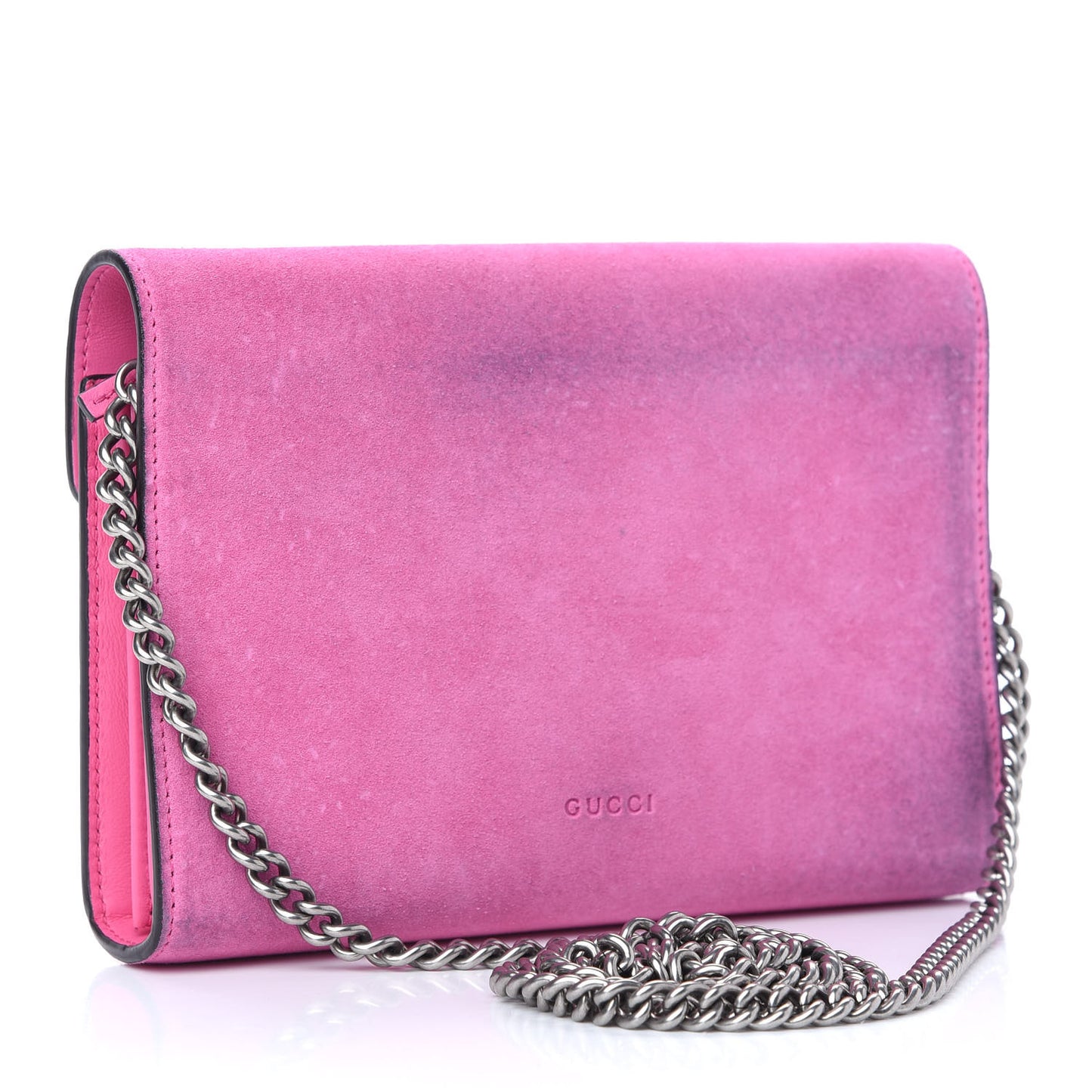 Suede Mini Dionysus Chain Wallet Pink Tropical Flower