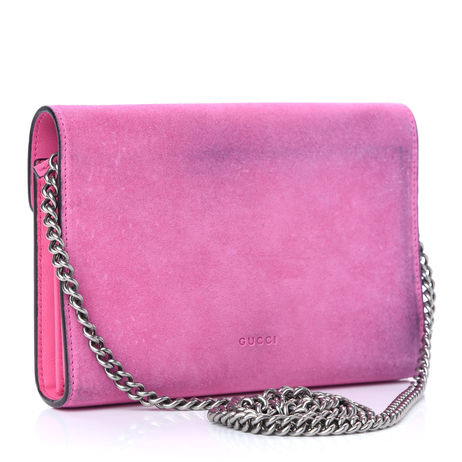 Gucci Suede Mini Dionysus Chain Wallet Pink Tropical Flower 2 of 11