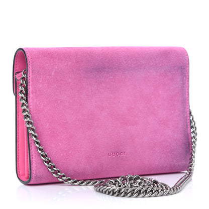 Gucci Suede Mini Dionysus Chain Wallet Pink Tropical Flower 2 of 11