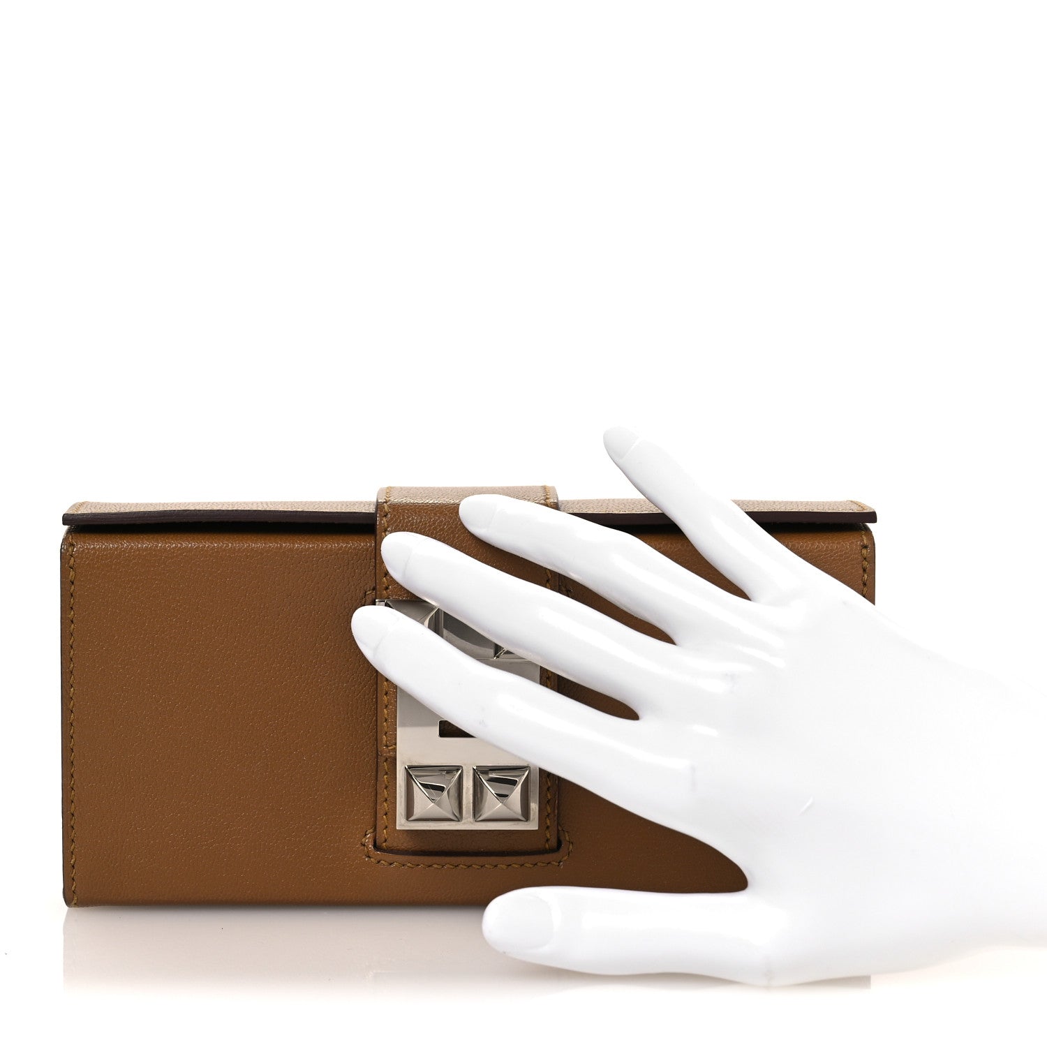 Hermes Chevre Chamkila Neo Medor Clutch Bronze Dore 2 of 13